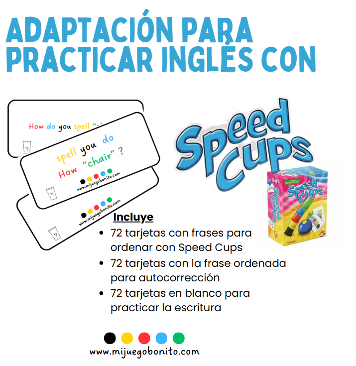 Adaptación para practicar inglés con Speed Cups | Mi Juego Bonito