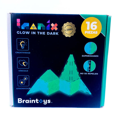 Braintoys Imanix Glow in the Dark 16 piezas. Brilla en la oscuridad Building Toys